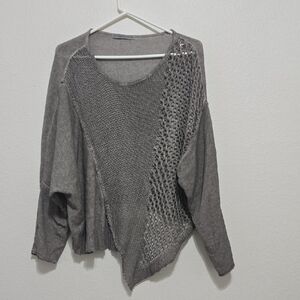 Lurdes Bergada Asymetrical Gray Knit Sweater L